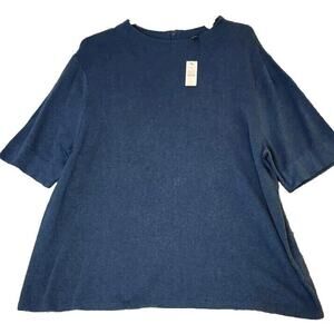 Talbots Sweater Women 3X‎ Blue Lightweight Short Sleeve Cotton Modal Zipper NWT